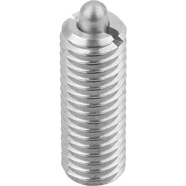 Kipp Spring Plunger Standard Spring Force D=M05 L=18, Stainless Steel, Comp: Pin Stainless Steel K0319.05