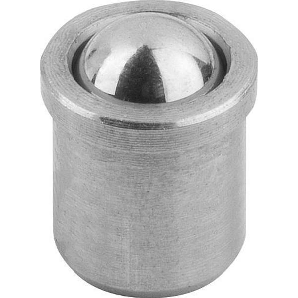 Kipp Spring Plunger, Push Fit, D=6 L=7, Stainless Steel, Ball: Stainless Steel K0333.06