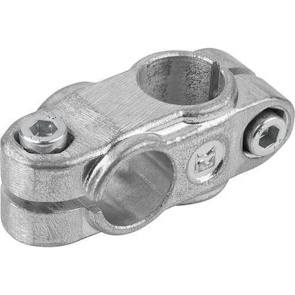 Kipp Tube Clamp 4-Way Flat Aluminum, Comp: Steel, A=1", B=1" K0472.5CSCS