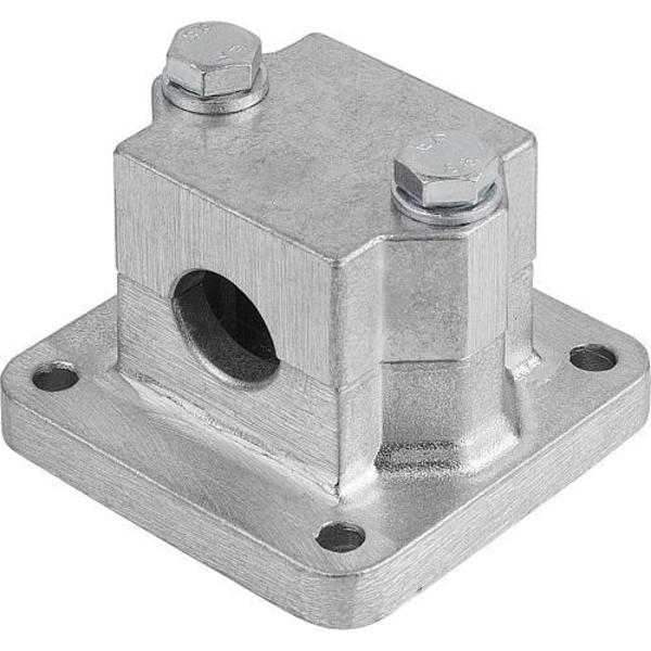 Kipp Tube Clamp With Flange M=75 G=75 L=52, 5 Aluminum, Square, Comp: Steel, A=1" K0479.52CS