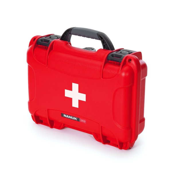 Nanuk Cases Case 909 Empty with First Aid Logo, Red 909S-000RD-PA0-FSA01