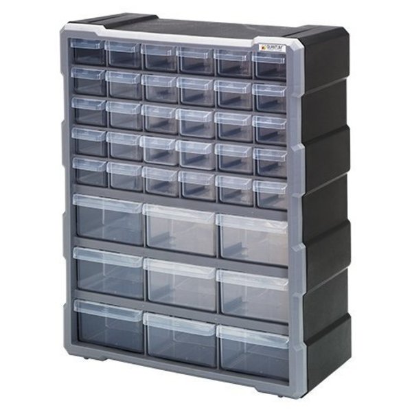 Quantum Storage Systems Cabinet With 39 Plastic Drawers, Black PDC-39BK