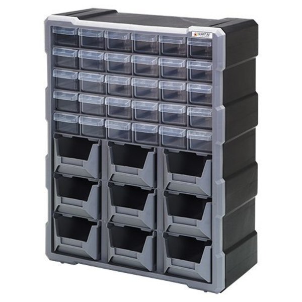 Quantum Storage Systems Cabinet With 30 Plastic Drawers / 9 Bins, Black PDC-930BK