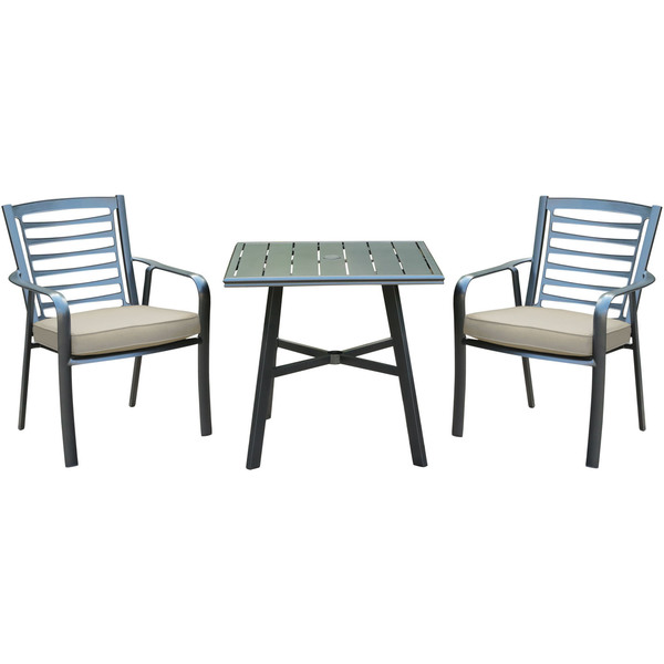 Hanover Pemberton 3-Piece Bistro Set with 2 Cushioned Dining Chairs PEMDN3PCS-ASH