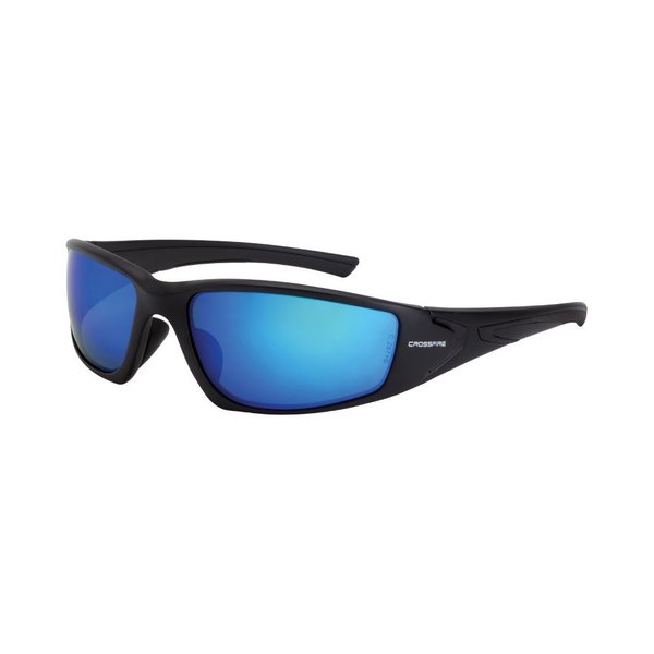Crossfire Polarized Safety Glasses, Blue Mirror POL Polycarbonate Lens, Scratch-Resistant 23226