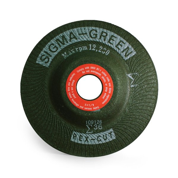 Rex Cut Sigma Green Grinding Wheel, 5 x 7/8", 36 Grit 730005