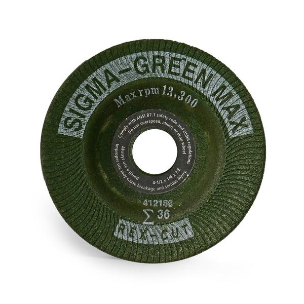 Rex Cut Sigma Green Max Grinding Wheel, 4-1/2 x 1/4 x 7/8", 36Grit 739100