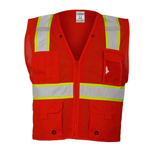 Kishigo High-Visibility Vest, Zipper, Red, 4XL/5XL B103-4X-5X