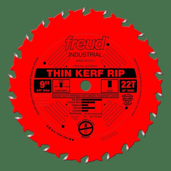 Freud Thin Kerf Rip Blade, 9 LU87R009