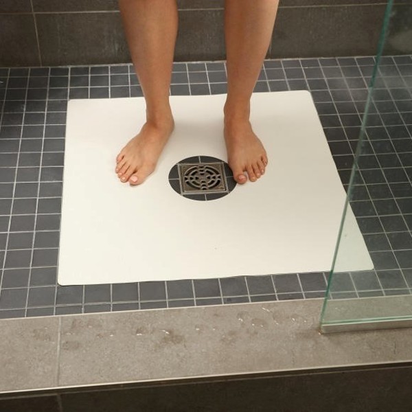 Non-Slip Shower Mat, 24 x 24, White, Adhesive, Mold and Mildew Resistant