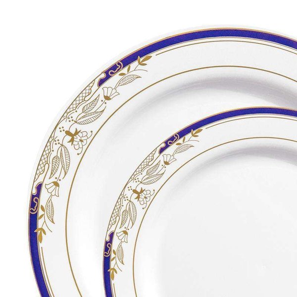 White with Burgundy and Gold Harmony Rim Plastic Dinner Plates (10.25)