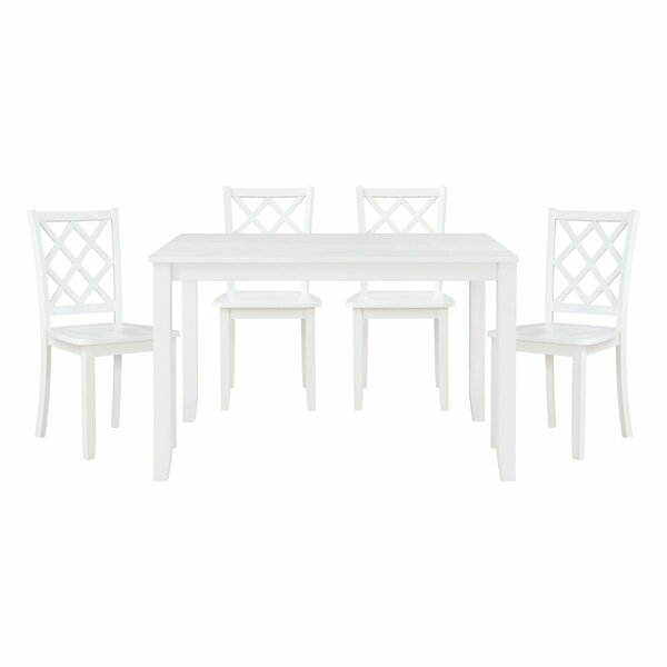 Homelegance Astoria Dining Set Dining Set, White, Table + 4 Chairs 5892WT
