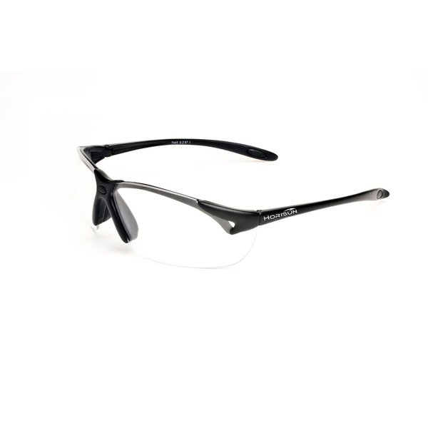 Z87 Horisun 7445 Safety Glasses, Satin Black Half Frame/Clear Anti-Fog ...