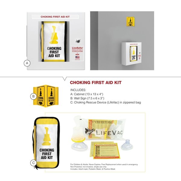 Aek EN10013 Complete Choking First Aid Cabinet with Livevac Signage I