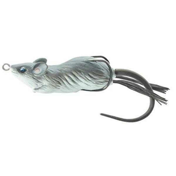 Livetarget Mouse Hollow Body Topwater Lure, 2 34, 20 Hook, 12 Oz,  BlackWhite, Floating MHB70T403