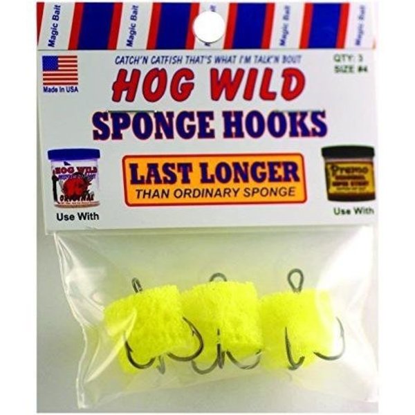 Hog Wild Sponge Hook, Size 4, Treble, Bronze, 3PK