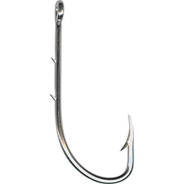 Mustad Classic Beak Hook, Size 10, Forged, 2 Slices In 1X Long Shank, Offset,  Ringed Eye, Nickel, 100PK 92661-NI-1/0-100