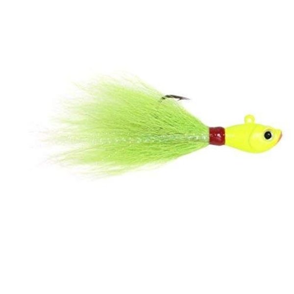 Bucktail Jig 8 Oz, Holographic Eyes, Blk Nickel Hook, Chartreuse  HeadChartreuse Tail