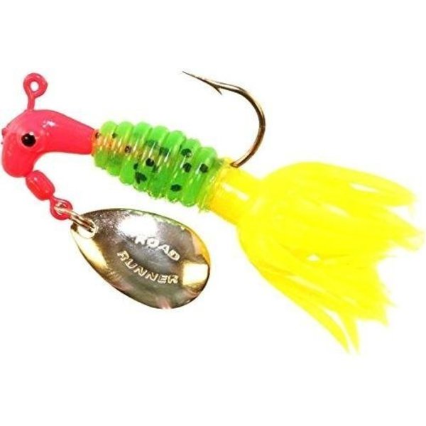 Team Crappie Tamer Fishing Lure, Fluorescent Red & Chartreuse, 1/8 Oz.  Underspin Fishing Jig