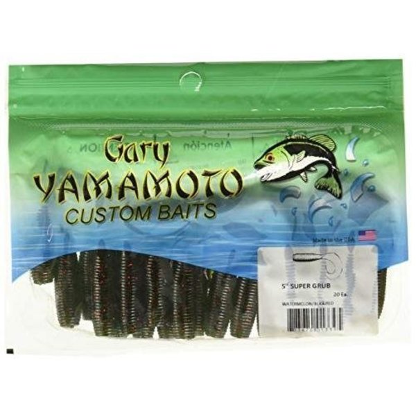 1820208 Single Tail Grub 5, 20Pk, Watermelon With Large Black Small Red,  20PK