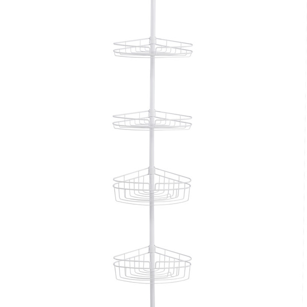 Corner Shower Caddy Tension Pole, 4 Tier Shower Basket Shelves