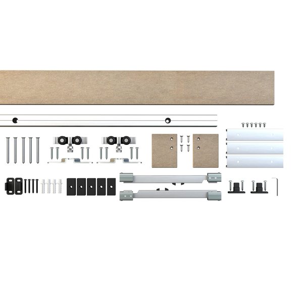 Onward Contemporary 78 34inch 2000 mm Decorative Concealed Rail System, Satin Aluminum 2460402ALPVC