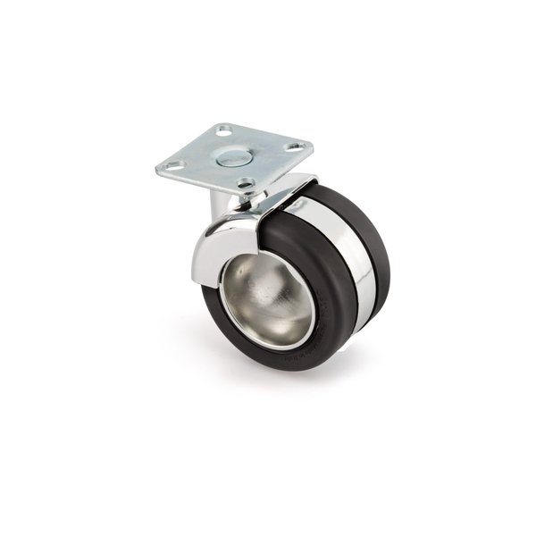 Richelieu Hardware Office Furniture Design Caster, Swivel Without Brake, with Plate, Black and Chrome 307151140
