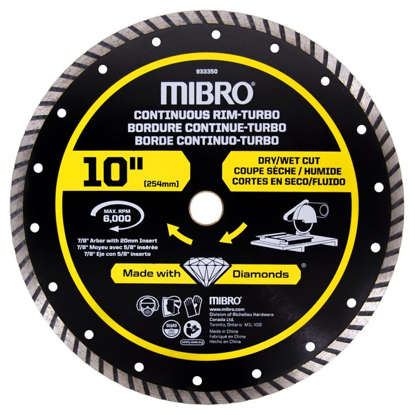 Richelieu Hardware 10-inch (254 mm) Continuous Rim Turbo Diamond Blade for Metal 934161