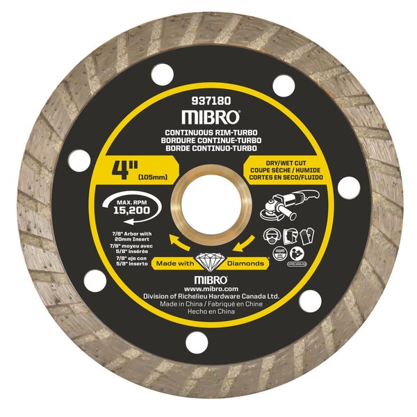 Richelieu Hardware 4-inch (102 mm) Continuous Rim Turbo Diamond Blade for Metal 937181