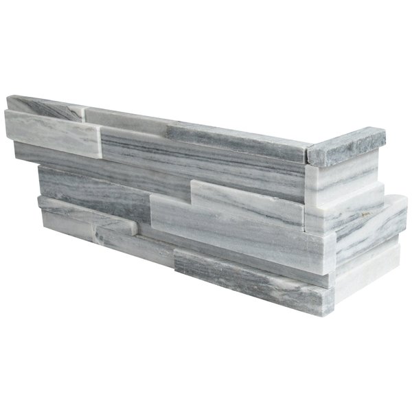 MSI Cosmic Gray 3D Ledger Panel 6 in. x 24 in. Honed Marble Wall