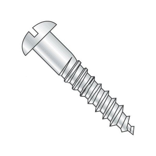 Newport Fasteners Wood Screw, #14 x 3 in, Zinc Plated Steel Round Head  Slotted Drive, 100 PK 768098-100