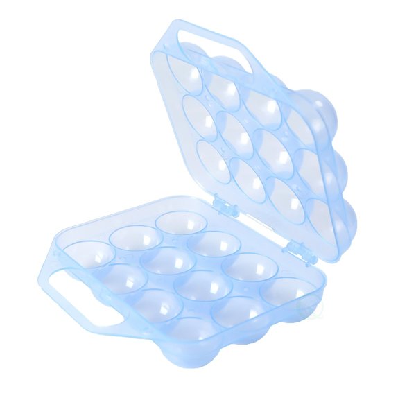 Clear Plastic Egg Carton 12 Egg Holder Carrying Case with Handle Blue