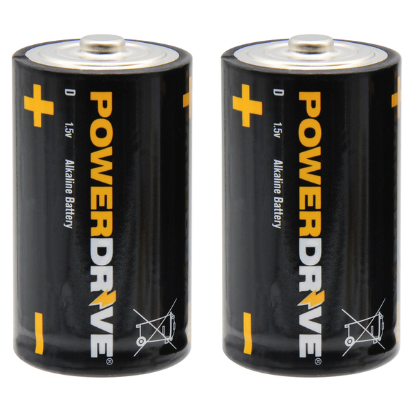PowerDrive LR20 D Alkaline Batteries 2-Pack