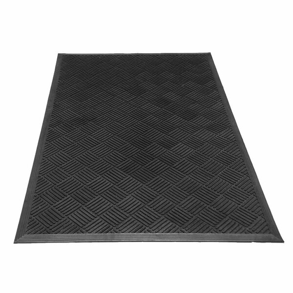 Rubber-Cal Dura-Scraper Checkered Commercial Entrance Mat - 3/8 in x 4 ft x 6 ft - Black Rubber Doormats 03-235-CH-4x6