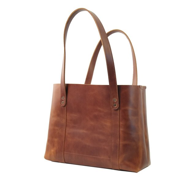 Rustico AC0605-0002 Charter Zippered Large Leather Tote Bag in Saddle