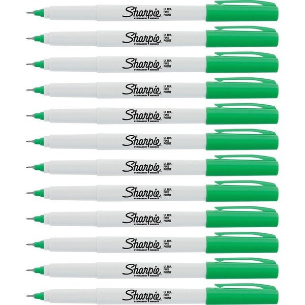 Sharpie Permanent Markers, , Ultra-Fine, 12/BX, Green PK SAN37114BX
