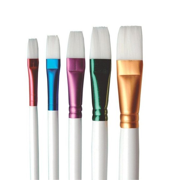 Sax True Flow Spectrum Watercolor Paint Brushes, Flat, Assorted Sizes, Set of 5