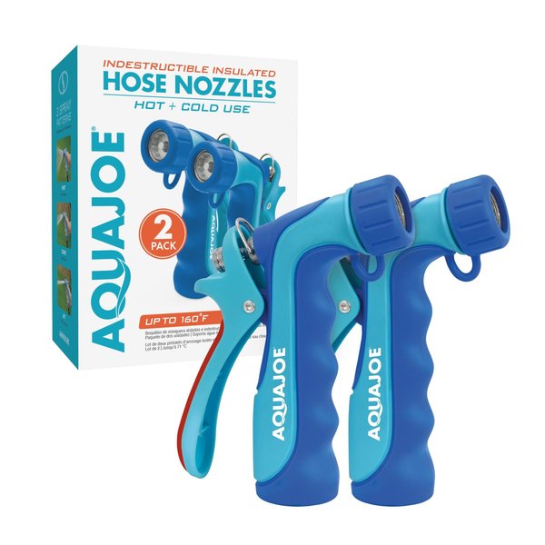 Aqua Joe Indestructible Series Metal Insulated Nozzle, Rubber Over Mold  for Hot/Cold Use, 2 Pack AJHN100-2PK