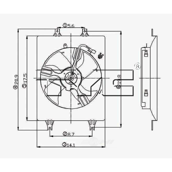 Tyc A/C Condenser Fan Assembly 1999-2004 Honda Odyssey, 610410 610410