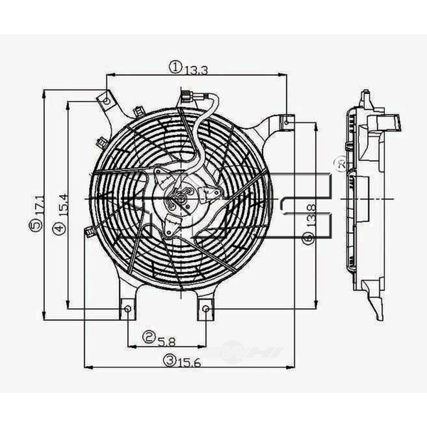 Tyc A/C Condenser Fan Assembly, 610860 610860
