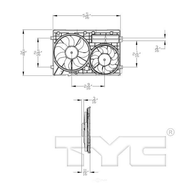 Tyc Dual Radiator and Condenser Fan Assembly, 621460 621460 | Zoro