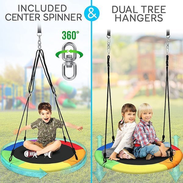 Serenelife Flying Fun Toy Swing - Indoor/Outdoor Hanging Rope Swinging Seat  Spinner (Rainbow) SLSWNG100RB