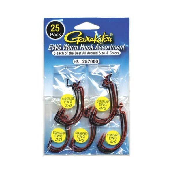 Gamakatsu Ewg Worm Assortment 2/0-4/0 25 Per Pack 257000