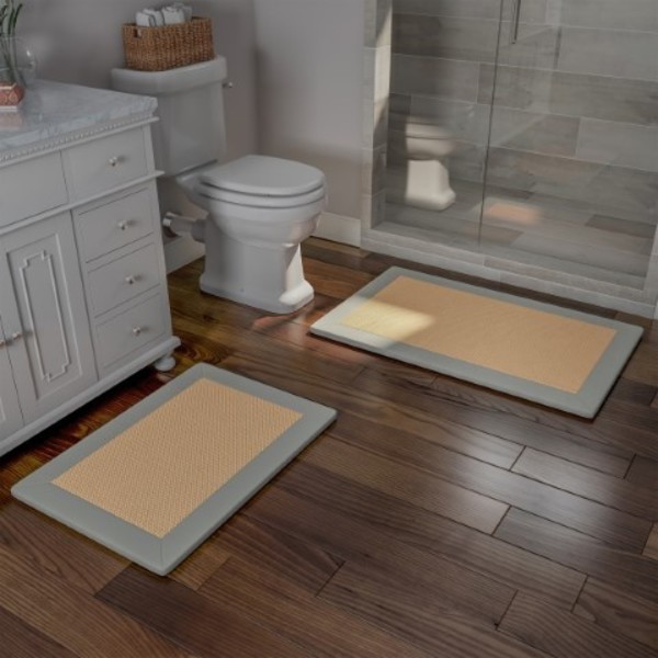 Hastings Home 2-piece Bathroom Rug Set, Memory Foam Mats, Non-Slip  Absorbent Runner for Bathroom, Platinum Gray/Tan 469400CJA