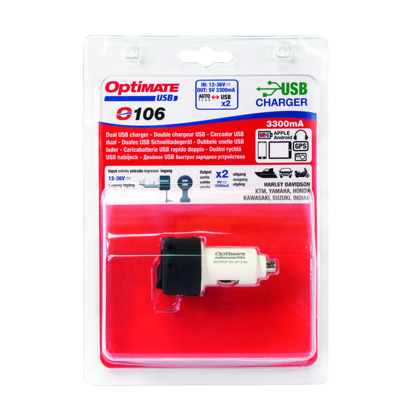 uitlijning nicotine Gemakkelijk Optimate USB, O-106 3300mA dual output USB charger, with Auto plug O-106 |  Zoro