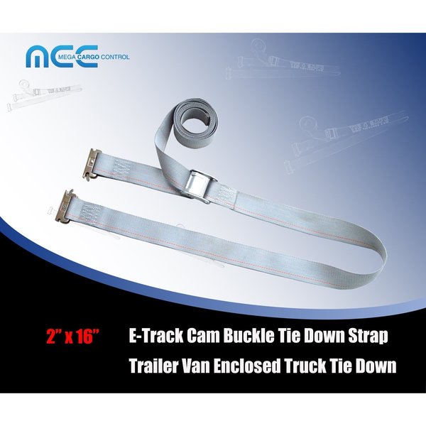 Tie 4 Safe 2 x 16' E Track Cam Buckle Straps w/ E Clips WLL: 833 lbs.,  PK12 CT11-16M23G-12