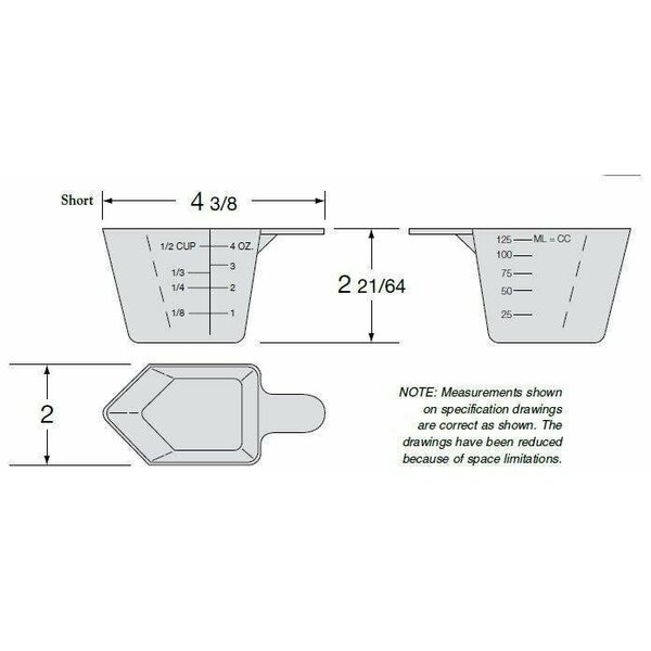 Tricorbraun 4 Oz P/P Measuring Cup Natural Rectangular Short Handle 600010