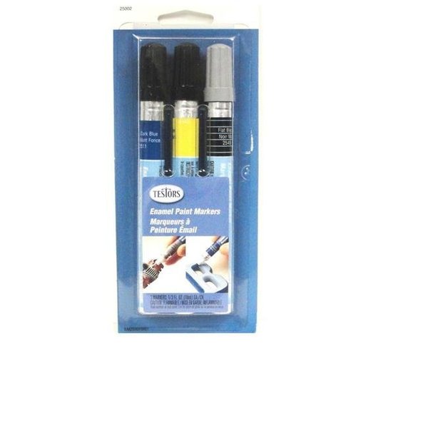 Testors Paints Testors Paints TES25002 Blue & Yellow; Flat Black Enamel  Paint Marker TES25002
