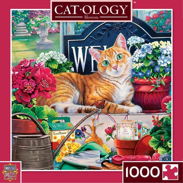 Masterpieces Masterpieces 71947 25 x 25 in. Jenny Newland Catology Blossom  Square Jigsaw Puzzle - 1000 Piece 71947