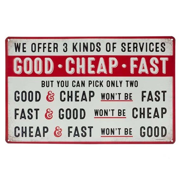 Open Road Brands Open Road Brands 90158226-S Good Cheap Fast Services Tin  Sign 90158226-S